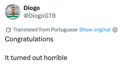 Tweet oversatt fra portugisisk: