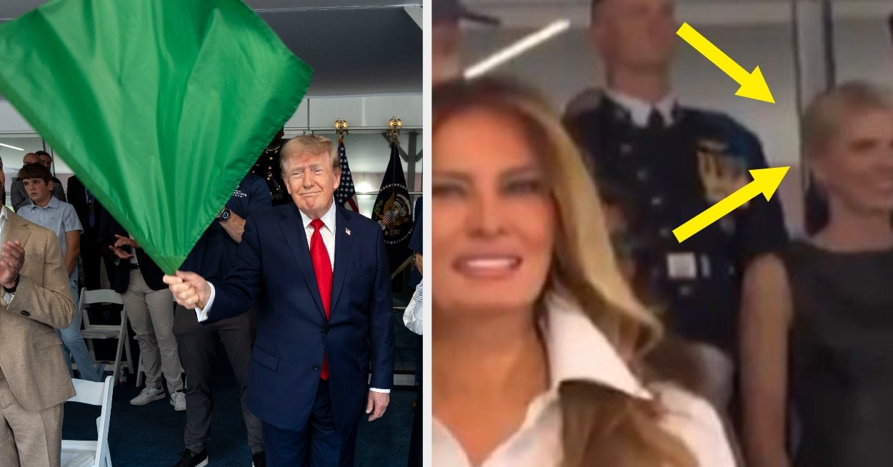 Jeg beklager, men disse bildene av Trump og et grønt flagg er morsomt ubehagelige
