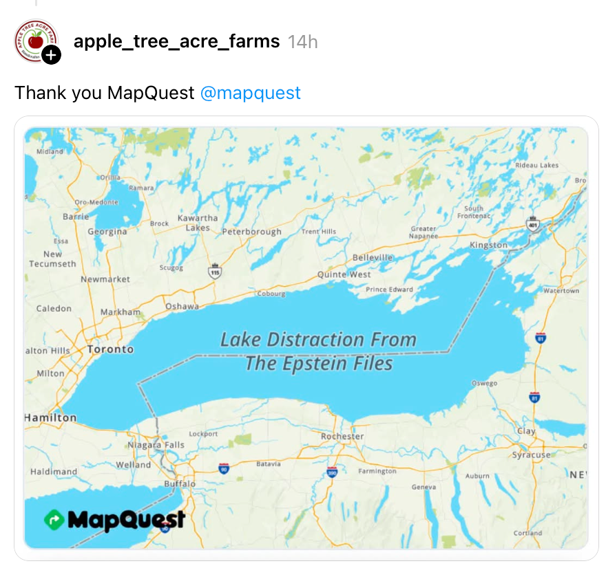 Kart over Lake Ontario humoristisk merket