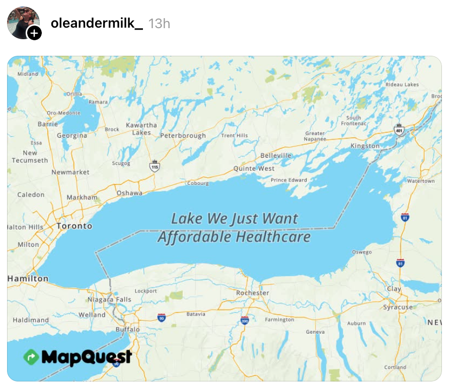 Kart over Lake Ontario med teksten