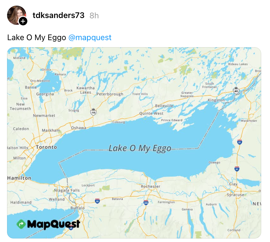 MapQuest-bilde gir humoristisk nytt navn til Lake Ontario til
