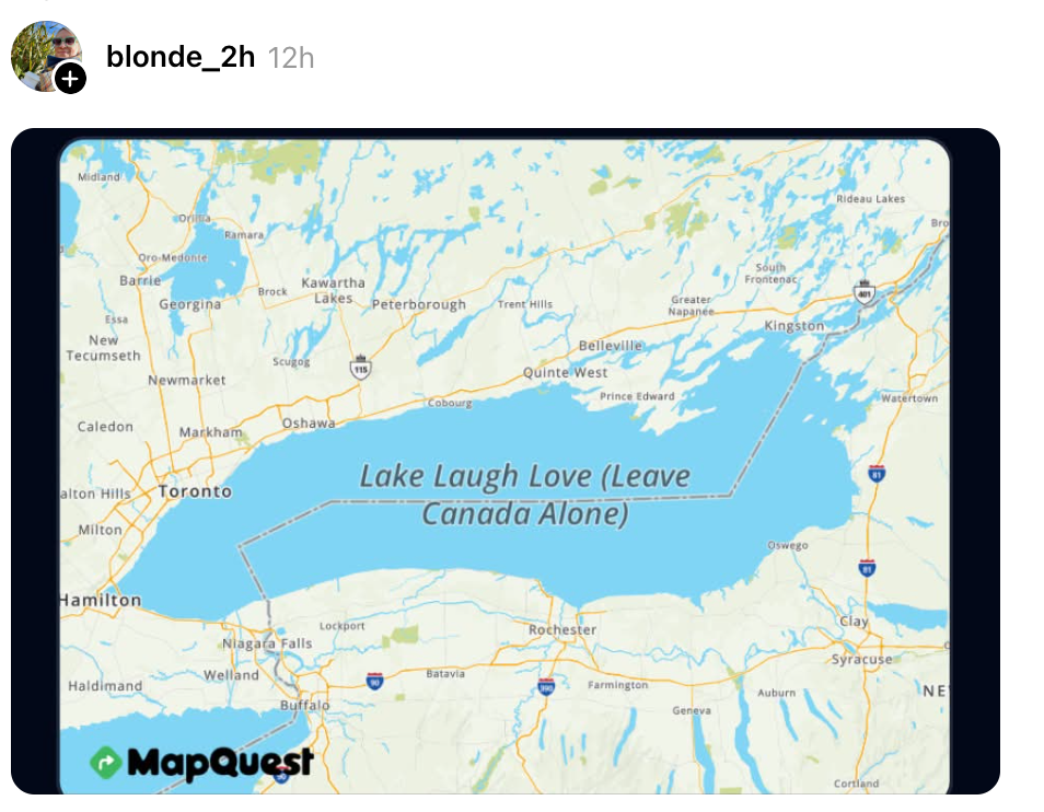 MapQuest-kart med Lake Ontario humoristisk merket