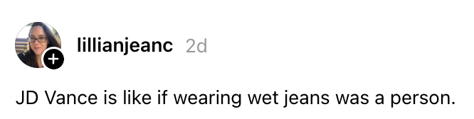 Et innlegg på sosiale medier sammenligner humoristisk JD Vance med følelsen av å ha på seg våte jeans
