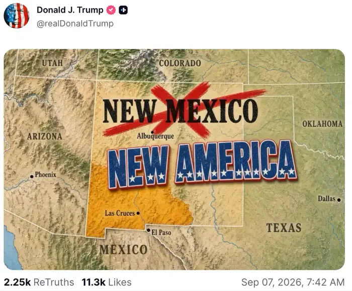 Kart over New Mexico overlagt med teksten 