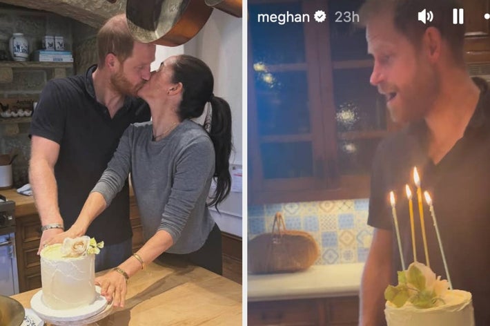 To personer deler et kyss på et kjøkken, og står ved siden av en kake med en rose. Mannen blir senere vist overrasket over kaken med tente lys
