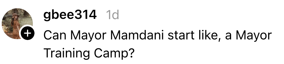 Kommentar som foreslår at ordfører Mamdani starter en "opplæringsleir for borgermester."